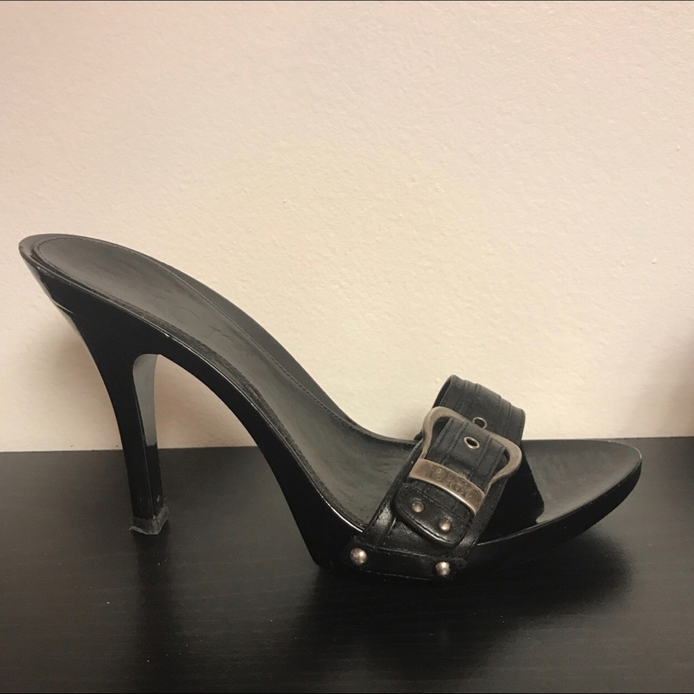 DIOR Vintage black buckle mules